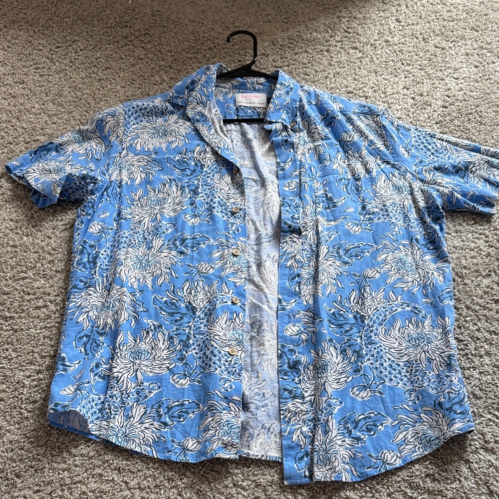 Southern Tide and Lilly Pulitzer Blue and White Floral Shirt